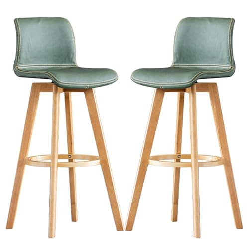 JDKJSBF Barhocker Counter Heighthocker Set aus 2 Barhocker, PU Leder -Theke Frühstücksstuhl, Schwenkbars, hohe Hocker mit gebogener Rückenlehne und Holzbeine für Küche, Isl Thoughtful von JDKJSBF