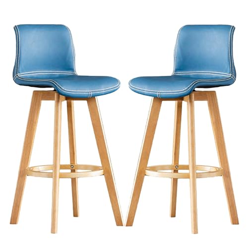 JDKJSBF Barhocker Counter Heighthocker Set aus 2 Barhocker, PU Leder -Theke Frühstücksstuhl, Schwenkbars, hohe Hocker mit gebogener Rückenlehne und Holzbeine für Küche, Isl Thoughtful von JDKJSBF