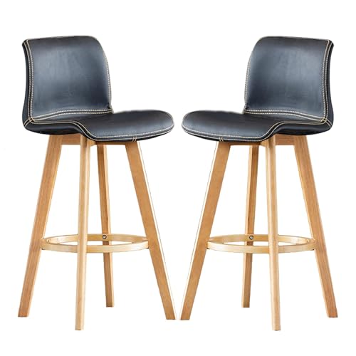 JDKJSBF Barhocker Counter Heighthocker Set aus 2 Barhocker, PU Leder -Theke Frühstücksstuhl, Schwenkbars, hohe Hocker mit gebogener Rückenlehne und Holzbeine für Küche, Isl Thoughtful von JDKJSBF