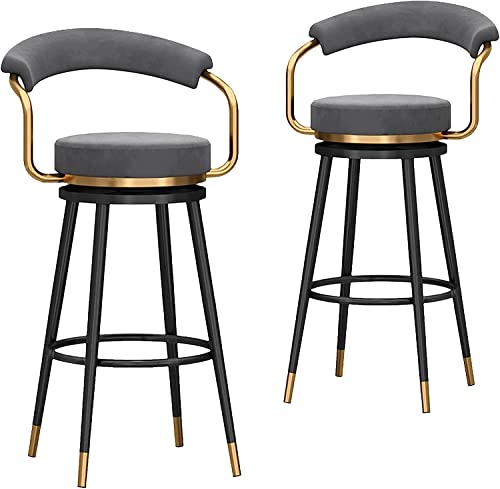 JDKJSBF Barhocker Counter Heighthools 65 cm Counter Height Bar Stools Set aus 2 Samt 360 ° Drehbarstools mit Rücken- und Metallbeinen gepolsterte Stühle für Heim-/Kücheninsel/Brea Thoughtful JDKJSBF Barhocker Counter Heighthools 65 cm Counter Height Bar Stools Set aus 2 Samt 360 ° Drehbarstools mit Rücken- und Metallbeinen gepolsterte Stühle für Heim-/Kücheninsel/Brea Thoughtful von JDKJSBF