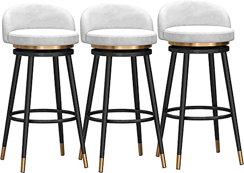 JDKJSBF Barhocker Counterheighöhe Hocker Schwenkstangenhocker Set aus 3 Samt Sitz Bar Stühle Frühstück Küchentheke Thoughtful von JDKJSBF