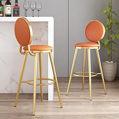 JDKJSBF Barhocker Counterheighöhe Stühle Orange Barhocker Set von 2 PCs Barstools Frühstück Küchentheke Stühle PU Leder Sitz Gold Metallbeine Thoughtful von JDKJSBF