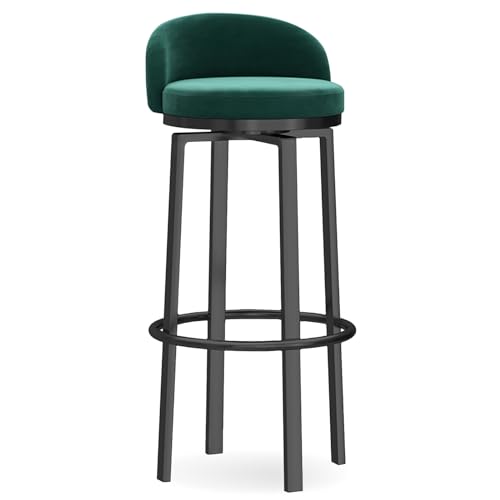 JDKJSBF Barhocker Küche Barhocker, Barhocker Set 1, Samt 25,6 '' H Sitzhöhe, Küchenfrühstückstuhlhocker mit Rücken, goldene Metallbeine und Fußstütze Thoughtful von JDKJSBF