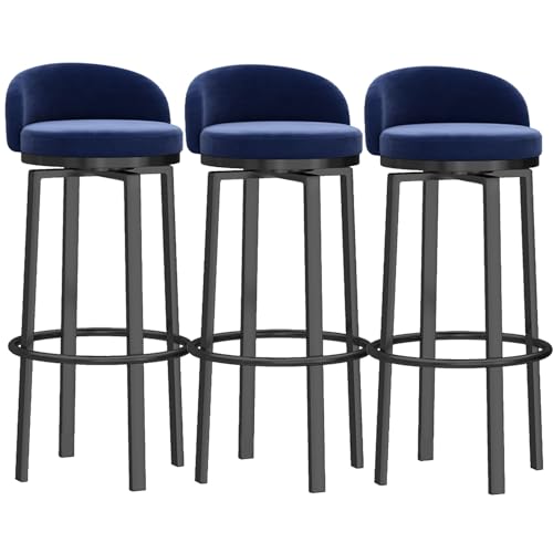 JDKJSBF Barhocker Küche Barhocker, Barhocker Set 1, Samt 25,6 '' H Sitzhöhe, Küchenfrühstückstuhlhocker mit Rücken, goldene Metallbeine und Fußstütze Thoughtful von JDKJSBF