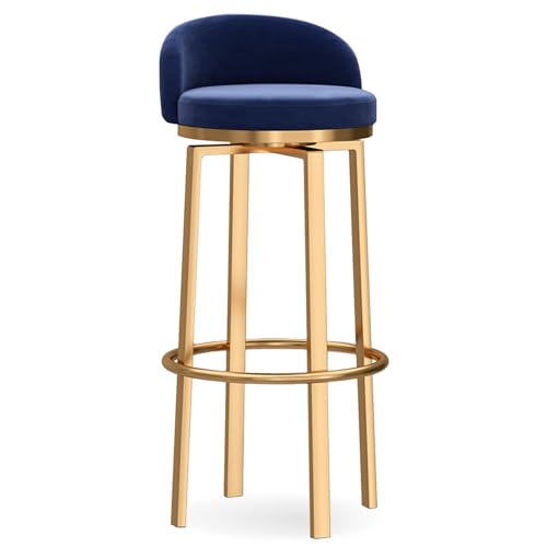 JDKJSBF Barhocker Küche Barhocker, Barhocker Set 1, Samt 25,6 '' H Sitzhöhe, Küchenfrühstückstuhlhocker mit Rücken, goldene Metallbeine und Fußstütze Thoughtful von JDKJSBF