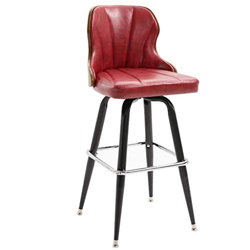JDKJSBF Barhocker Metallbeine Barstools Leder Sitz Bar Stühle Zimmer Schlafzimmer Bürobereich Barhocker (Farbe: Rot) (Farbe: Rot) Thoughtful von JDKJSBF