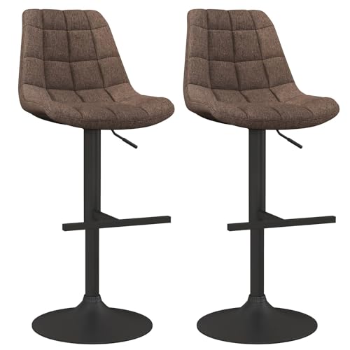 JDKJSBF Barhocker Moderne Barhocker Set mit 2, einstellbare Höhe Essstuhl mit Schwenk Gaslift, Rückenlehne und Fußstütze, Leinenstoff Frühstücks -Barhosen -Set für die Heimküche Thoughtful von JDKJSBF