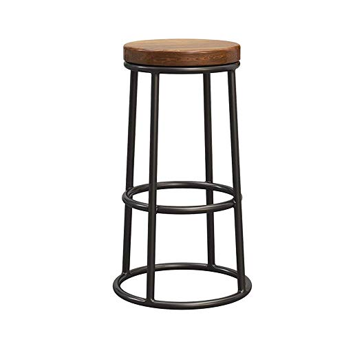 JDKJSBF Barhocker Moderne minimalistische Esstuhl | Nordic Massivholz Barhockerhocker | Retro Old Iron Weogh Iron Anpassbare Kaffeestuhl | Bar Stuhl Home High Stool 45/65/75 cm (Farbe: DA Thoughtful von JDKJSBF