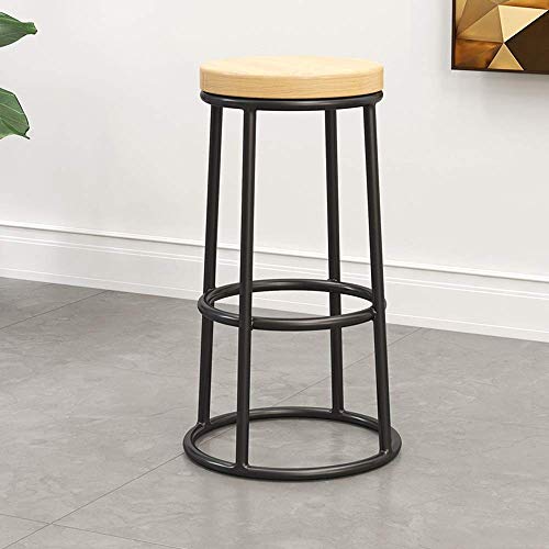 JDKJSBF Barhocker Moderne minimalistische Esstuhl | Nordic Massivholz Barhockerhocker | Retro Old Iron Weogh Iron Anpassbare Kaffeestuhl | Bar Stuhl Home High Stool 45/65/75 cm (Farbe: DA Thoughtful von JDKJSBF