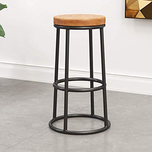 JDKJSBF Barhocker Moderne minimalistische Esstuhl | Nordic Massivholz Barhockerhocker | Retro Old Iron Weogh Iron Anpassbare Kaffeestuhl | Bar Stuhl Home High Stool 45/65/75 cm (Farbe: DA Thoughtful von JDKJSBF