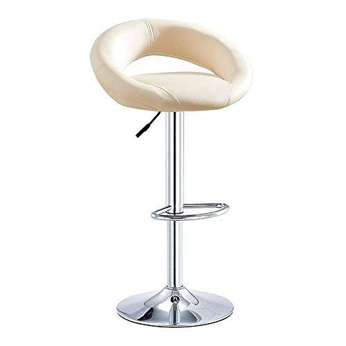 JDKJSBF Barhocker Moderne verstellbare Schwenk -Gasleuchten Chrom Fußstütze Rückenlehne Home Bar Stools (Farbe: Blau, Größe: kurz ~ Bein) (Farbe: Beige, Größe: Hochhocker) Thoughtful von JDKJSBF