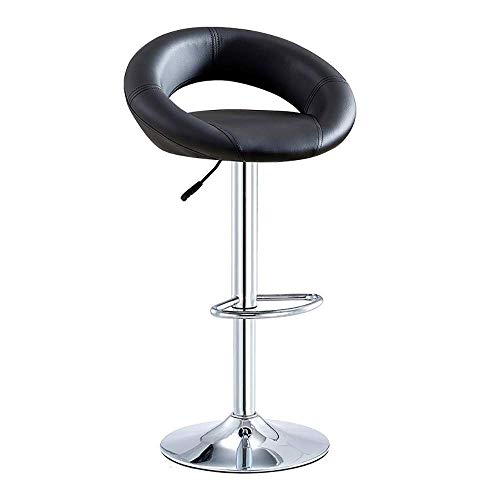 JDKJSBF Barhocker Moderne verstellbare Schwenk -Gasleuchten Chrom Fußstütze Rückenlehne Home Bar Stools (Farbe: Blau, Größe: kurz ~ Bein) (Farbe: Schwarz, Größe: High Stool) Thoughtful von JDKJSBF