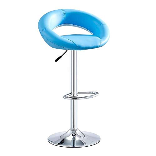 JDKJSBF Barhocker Moderne verstellbare Schwenk -Gasleuchten Chrom Fußstütze Rückenlehne Home Stangenhocker (Farbe: Blau, Größe: kurz ~ Bein) (Farbe: Blau, Größe: High Stool) Thoughtful von JDKJSBF