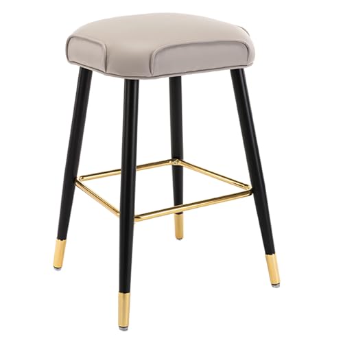 JDKJSBF Barhocker PU Leder Barhocker mit Fußstütze, Thekenhöhe Küche Island Barhocker Stuhl, gepolsterte Hocker mit Stahlbeinen, für Pub Coffee Home Dinning Kitchen (Farbe: KH Thoughtful von JDKJSBF