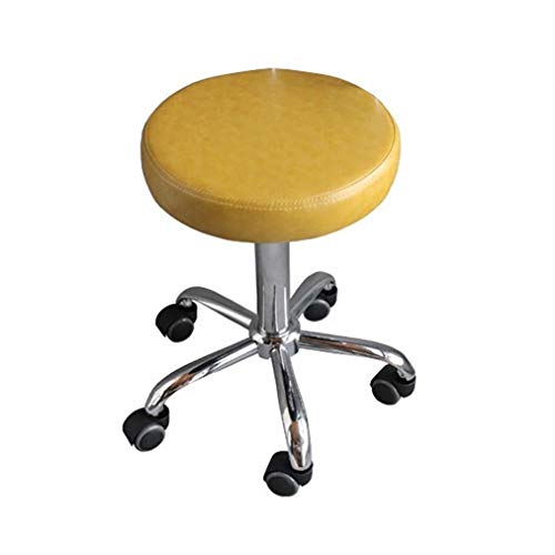 JDKJSBF Barhocker Rollende Hockerhocker auf Rädern Barhocker Set von 2, Barhöhe Stühle drehen, Barstoolhöhen verstellbar, Küchenstuhl (Farbe: Barhocker Set mit 2 gelb) Thoughtful von JDKJSBF