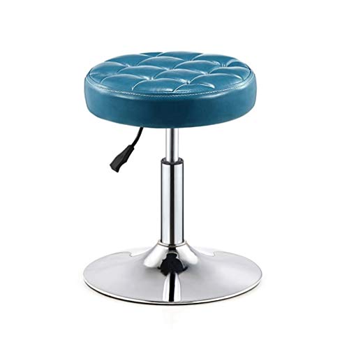 JDKJSBF Barhocker Rollende Hockerhocker auf Rädern Barhocker Verstellbare Höhe Schwenkstühle Barhocker Küche Frühstücksstühle gepolsterte Hocker Leder (Farbe: Blau) Thoughtful von JDKJSBF
