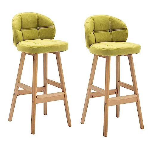 JDKJSBF Barhocker Set von 2 Barhockern aus Stoff mit Rückenlehne Counterhocker Küche Frühstückshocker modern mit hölzernen Beinenhocker mit weichen Kissen für The Counter Island Pub (Farbe: /Brown B von JDKJSBF