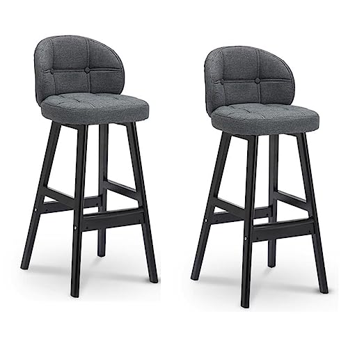 JDKJSBF Barhocker Set von 2 Barhockern aus Stoff mit Rückenlehne Counterhocker Küche Frühstückshocker modern mit hölzernen Beinenhocker mit weichen Kissen für The Counter Island Pub (Farbe: /Brown B von JDKJSBF