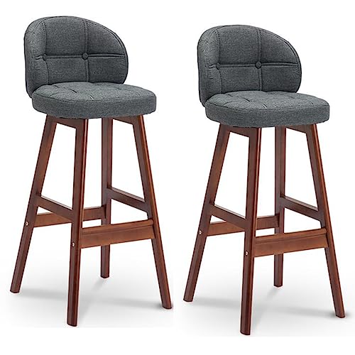 JDKJSBF Barhocker Set von 2 Barhockern aus Stoff mit Rückenlehne Counterhocker Küche Frühstückshocker modern mit hölzernen Beinenhocker mit weichen Kissen für The Counter Island Pub (Farbe: /Brown B von JDKJSBF