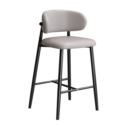 JDKJSBF Barhocker der Thekehöhe mit gebogener Rückenlehne, künstlichem Lederpolsterstühle, Barstoolset 1 mit schwarzem Metallrahmen, Barhocker für Küchentheke, Sitzhöhe 55 cm Thoughtful von JDKJSBF