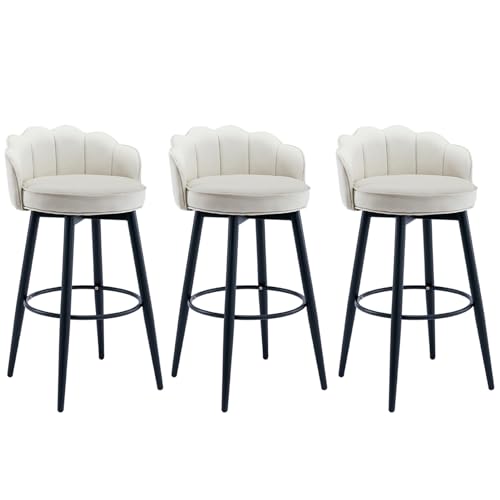 JDKJSBF Barhocker360 ° Schwenkbarhocker Set 3 PU Lederpolsterte Frühstückshocker mit Backs Island Counterstühlen für die Heimküchenbar (Farbe: Schwarz, Größe: 62 cm) Thoughtful von JDKJSBF