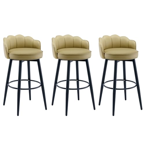 JDKJSBF Barhocker360 ° Schwenkbarhocker Set 3 PU Lederpolsterte Frühstückshocker mit Backs Island Counterstühlen für die Heimküchenbar (Farbe: Schwarz, Größe: 62 cm) Thoughtful von JDKJSBF