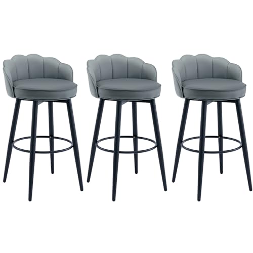 JDKJSBF Barhocker360 ° Schwenkbarhocker Set 3 PU Lederpolsterte Frühstückshocker mit Backs Island Counterstühlen für die Heimküchenbar (Farbe: Schwarz, Größe: 62 cm) Thoughtful von JDKJSBF
