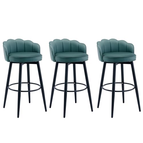 JDKJSBF Barhocker360 ° Schwenkbarhocker Set 3 PU Lederpolsterte Frühstückshocker mit Backs Island Counterstühlen für die Heimküchenbar (Farbe: Schwarz, Größe: 62 cm) Thoughtful von JDKJSBF