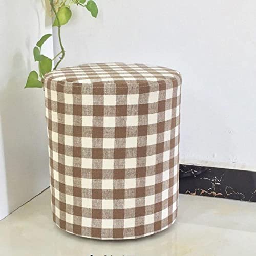 JDKJSBF Baumwollwäsche Footstool Möbel Pouffe Footstool Footstool für unter dem Schreibtisch leicht zu tragen und aufzubewahren für Kinder- und Erwachsene runden Fußhocker, Grid Color-30 * 30 * 30 cm von JDKJSBF