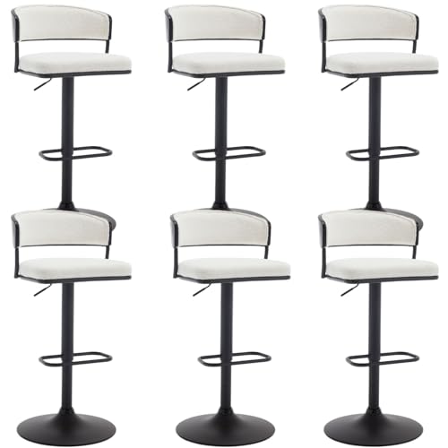 JDKJSBF Counter Height Bar Stoolsadierbare Moderne Barhocker Set aus 6 Boucle Stoff Barhocker Schwenkbarte Barrhocker mit gebogenem Rücken/Black Metall Basis Sherpa Polsterbar Cha Cha Thoughtful JDKJSBF Counter Height Bar Stoolsadierbare Moderne Barhocker Set aus 6 Boucle Stoff Barhocker Schwenkbarte Barrhocker mit gebogenem Rücken/Black Metall Basis Sherpa Polsterbar Cha Cha Thoughtful von JDKJSBF