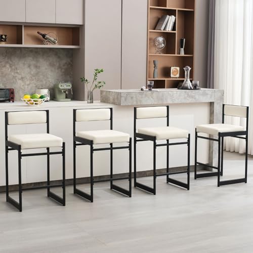 JDKJSBF Counter Height Bar Stoolsmodern Counter Stools Set aus 4 weißen Leder -Counterhöhen Barhocker mit Metallbeinen Armless Kücheninselstühle 26 Zoll Square Industrial Style Stools Thoughtful JDKJSBF Counter Height Bar Stoolsmodern Counter Stools Set aus 4 weißen Leder -Counterhöhen Barhocker mit Metallbeinen Armless Kücheninselstühle 26 Zoll Square Industrial Style Stools Thoughtful von JDKJSBF