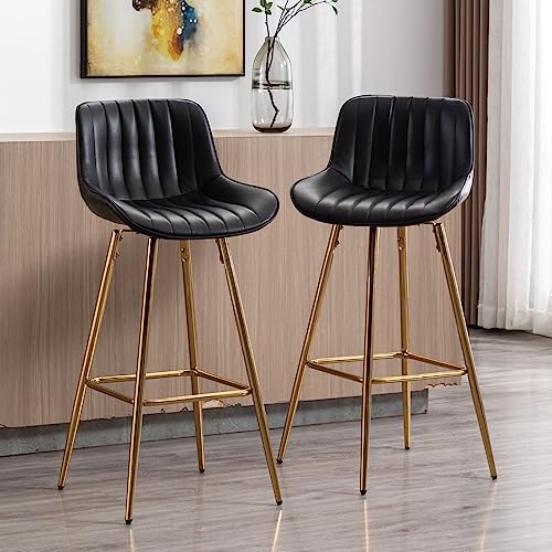 JDKJSBF Counter Height Bar Stoolsswivel Bar Stools Set aus 2 Kunstleder -Thekeschalter mit goldenen Beinen 30 -Zoll -Bar mit hinten schwarzer Barhocker für Kücheninsel Thoughtful von JDKJSBF