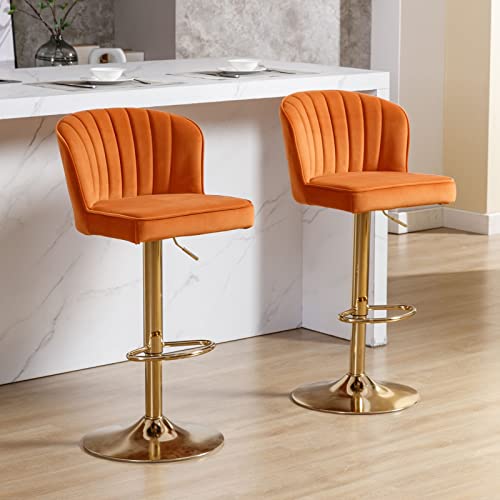 JDKJSBF Counter Height Bar Stoolsswivel Bar Stools Set aus 2 orange Velvet Barstools mit verstellbaren Thekenhopfen mit Goldener Basis moderner Stuhlstuhl für Kitchen Island Thoughtful JDKJSBF Counter Height Bar Stoolsswivel Bar Stools Set aus 2 orange Velvet Barstools mit verstellbaren Thekenhopfen mit Goldener Basis moderner Stuhlstuhl für Kitchen Island Thoughtful von JDKJSBF