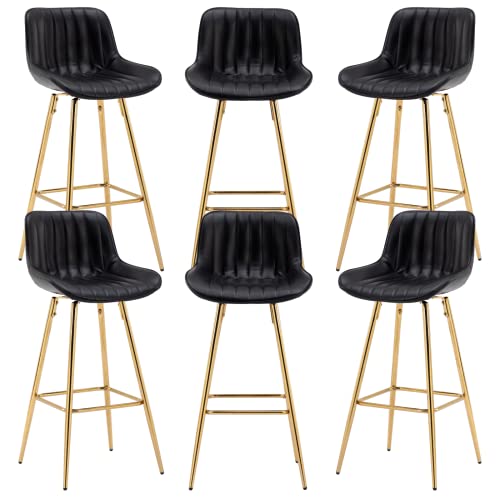 JDKJSBF Counter Height Bar Stoolsswivel Bar Stools Set aus 6 Kunstleder -Theaterhocker mit goldenen Beinen 30 -Zoll -Bar mit hinten schwarzen Barhosen für Kücheninsel Thoughtful von JDKJSBF