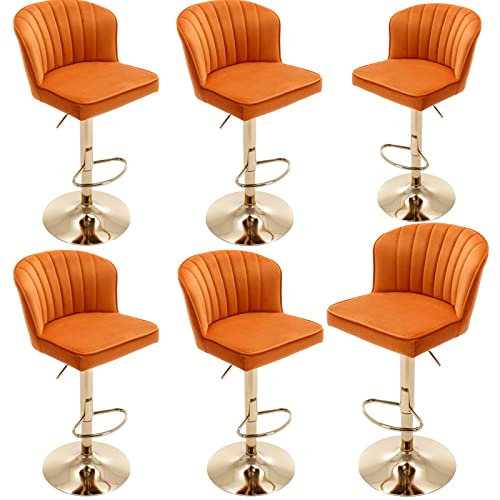 JDKJSBF Counter Height Bar Stoolsswivel Bar Stools Set von 6 orange Velvet Barstools mit verstellbaren Thekenhopfen mit Goldener Basis moderner Stuhlstuhl für Kitchen Island Thoughtful JDKJSBF Counter Height Bar Stoolsswivel Bar Stools Set von 6 orange Velvet Barstools mit verstellbaren Thekenhopfen mit Goldener Basis moderner Stuhlstuhl für Kitchen Island Thoughtful von JDKJSBF