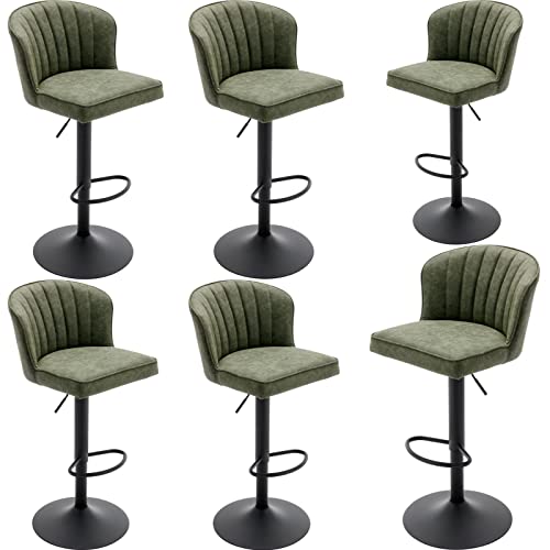 JDKJSBF Counter Height Bar Stoolsswivel Barhocker Set aus 6 grünen Leder -Barhocker mit verstellbaren Thekenhopfen mit schwarzem Basis moderner Stuhlstuhl für Kücheninsel Thoughtful JDKJSBF Counter Height Bar Stoolsswivel Barhocker Set aus 6 grünen Leder -Barhocker mit verstellbaren Thekenhopfen mit schwarzem Basis moderner Stuhlstuhl für Kücheninsel Thoughtful von JDKJSBF