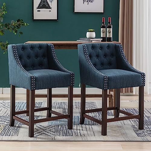 JDKJSBF Counter Height Bar Stoolsupholstered Counterhocker Set aus 2 Holz Counter Height Barhocker mit Rückenblau -Leinen Stuhlhocker Stuhl 25 Zoll rustikaler Kücheninsel Stuhlstuhl mit B Thoughtful JDKJSBF Counter Height Bar Stoolsupholstered Counterhocker Set aus 2 Holz Counter Height Barhocker mit Rückenblau -Leinen Stuhlhocker Stuhl 25 Zoll rustikaler Kücheninsel Stuhlstuhl mit B Thoughtful von JDKJSBF