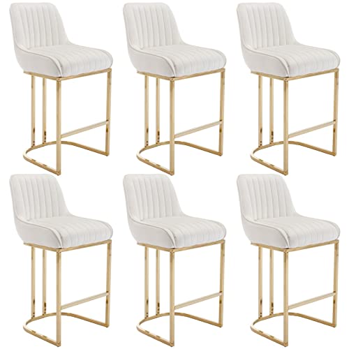 JDKJSBF Counter Height Bar Stoolsvelvet Counterhocker mit goldenen Beinen Beige Counter Height Bar Stools Set von 6 modernen gepolsterten Kücheninselstühlen mit Rücken 26 -Zoll -Barhocker Thoughtful von JDKJSBF