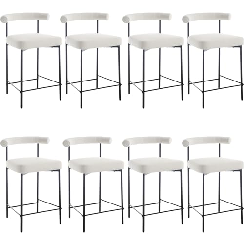 JDKJSBF Counter Height Bar Stoolswhite Boucle Counter Stools Set von 8 modernen Fasszähler -Barhocker 26 Zoll Sherpa Kücheninselstühle mit schwarzen Metallbeinen Thoughtful JDKJSBF Counter Height Bar Stoolswhite Boucle Counter Stools Set von 8 modernen Fasszähler -Barhocker 26 Zoll Sherpa Kücheninselstühle mit schwarzen Metallbeinen Thoughtful von JDKJSBF