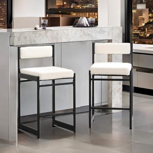 JDKJSBF Counter Height Bar Stoolswhite Sherpa Counter Stools Set von 2 modernen Counterhöhe Barhocker mit Metallbeinen Armless Kitchen Island Stühle 26 Zoll Square Industrial Style Stools Thoughtful von JDKJSBF