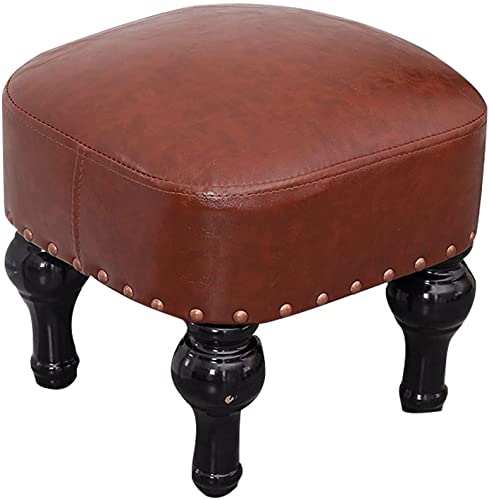 JDKJSBF Eingangstür Wechsel Schuhe Hocker Faxu Leder Fußhocker Kleiner Hocker mit 4 langlebigen festen Holzbeinen, Hellbraun Thoughtful von JDKJSBF