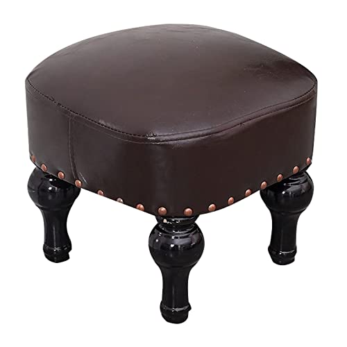 JDKJSBF Eingangstür Wechsel Schuhe Hocker Faxu Leder Fußhocker Kleiner Hocker mit 4 langlebigen massiven Holzbeinen, Dunkelbraun Thoughtful von JDKJSBF