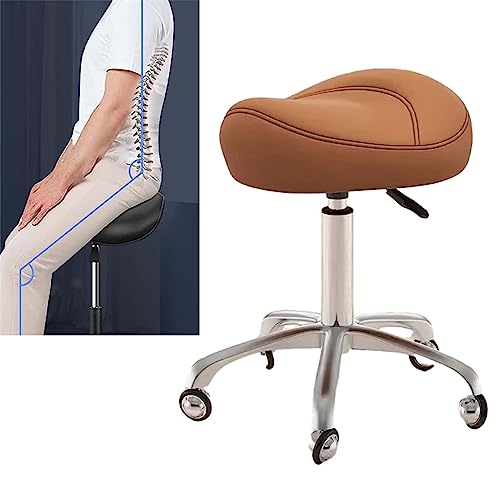 JDKJSBF Ergonomischer hydraulischer Zahnstuhlstuhl mit Rädern für Klinikstudio Tattoo Tattoo einstellbar und schwer (Brown) Thoughtful von JDKJSBF