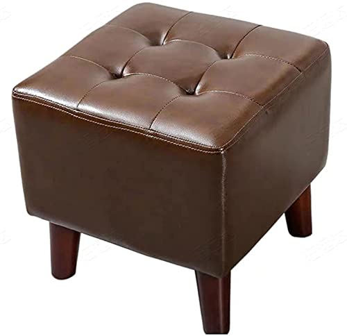 JDKJSBF Footder Ottoman Fußhocker PU Kleiner Banksofa Hocker Low Foot Stool mit 4 Holzbein Korridor Couch Schreibtisch Büro Kleiner Stuhl Wohnstuhlstuhl/Beige/32 * 32 * 35 cm Thoughtful von JDKJSBF
