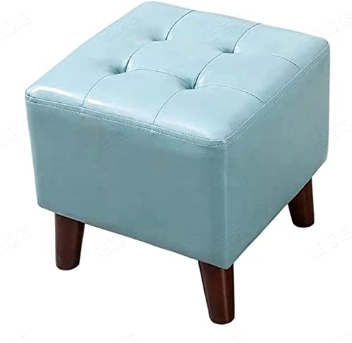 JDKJSBF Footder Ottoman Fußhocker PU Kleiner Banksofa Hocker Low Foot Stool mit 4 Holzbein Korridor Couch Schreibtisch Büro Kleiner Stuhl Wohnstuhlstuhl/Beige/32 * 32 * 35 cm Thoughtful von JDKJSBF