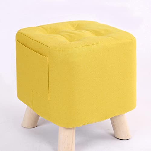 JDKJSBF Foothocker S Leinenschuhwechsel Hocker Kleiner Fußschemel-Rasthocker Quadratmeter Fußhocker Footstool für Wohnzimmer S für das Schlafzimmer, Gelb- 28x28x31cm Thoughtful von JDKJSBF