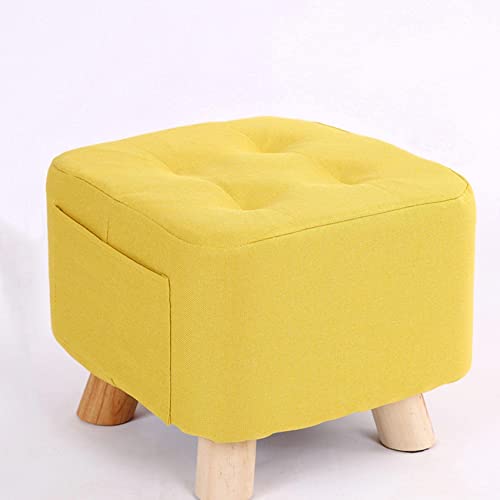 JDKJSBF Foothocks Leinenschuh Schuhwechsel Hocker Kleiner Fußschemel-Rasthocker Quadratmeter Fußhocker Footstool für Wohnzimmer S für das Schlafzimmer, Gelb 28x28x25 cm Thoughtful von JDKJSBF