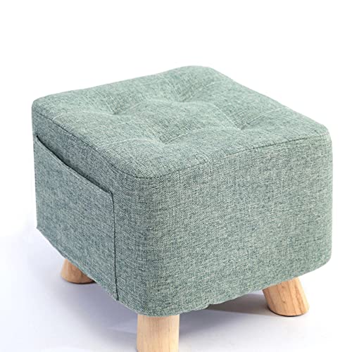JDKJSBF Foothocks Leinenschuh Schuhwechsel Hocker Kleiner Fußschemel-Rasthocker Quadratmeter Fußhocker Footstool für Wohnzimmer S für das Schlafzimmer, Mint Green-28x28x25cm Thoughtful von JDKJSBF
