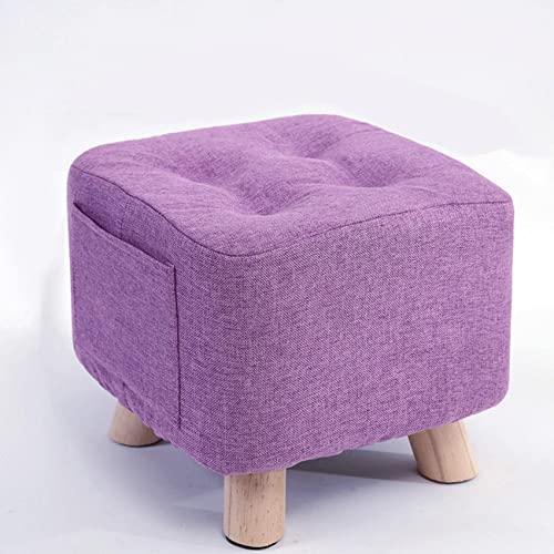JDKJSBF Foothocks Leinenschuhwechsel Hocker Kleiner Fußschoffer-Rasthocker Quadratmeter Fußhocker Footstool für Wohnzimmer S für das Schlafzimmer, lila-28x28x25cm Thoughtful von JDKJSBF