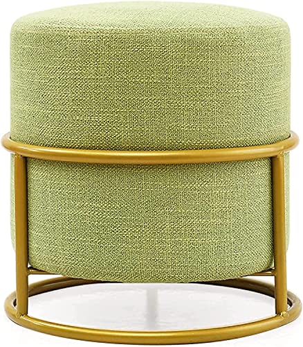 JDKJSBF Footstool, Footstool, Haushaltsbleibchen, nordisch weicher gepolsterter Schuhwechsel, Kleiner Hocker mit Goldener Metallbasis (grüngraues Braun), Wohnungsstuhlstuhl Thoughtful von JDKJSBF